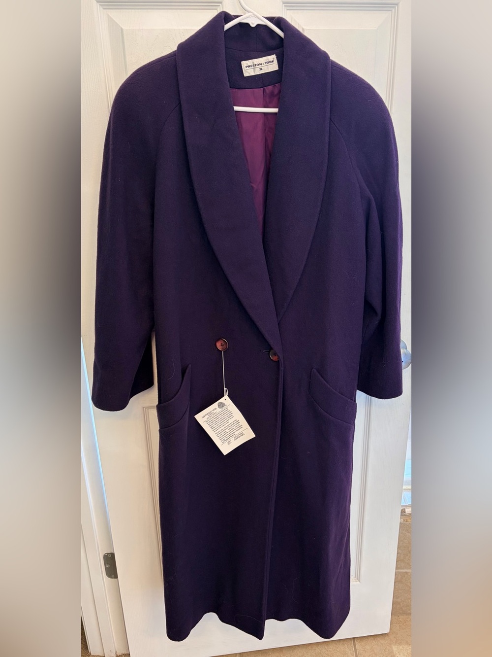 Coat Long 100% Wool Preston & York, Women’s Size 16 NWT